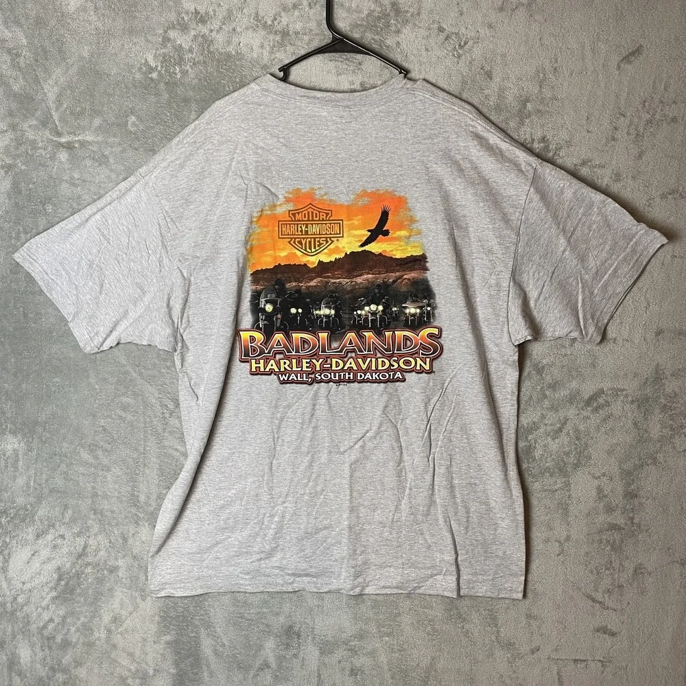 Harley-Davidson Mens 2XL Badlands Gray T-Shirt Graphic Logo